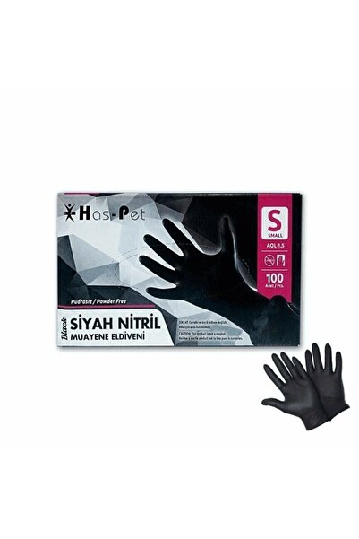 Has-Pet Siyah Pudrasız Nitril Muayene Eldiveni (small) 100'lü 20 Paket - 1 Koli