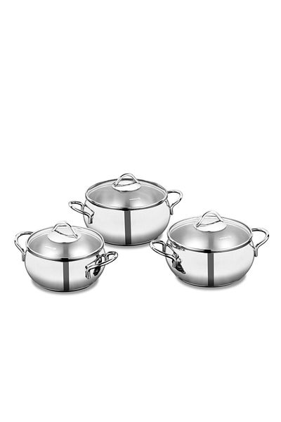 KORKMAZ A 1801 Tombik Jr Set 6 Piece 3-Piece Pot Set