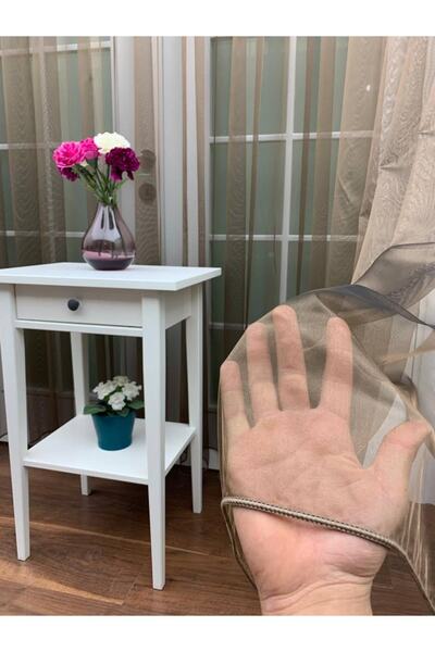 perdealemi Кава - Армур Тканина Пряма Тюлева Штора, 100x250, Щільна Складка, 1/3