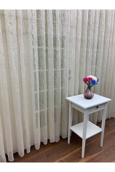 perdealemi Perdele din tul din dantelă cu model sportiv, 100x250, plisat rar, 1/2
