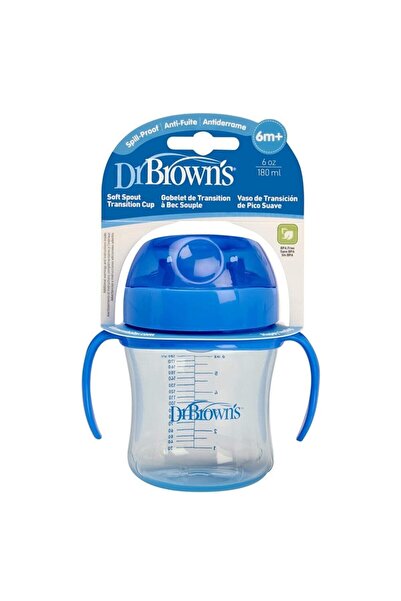 Dr.Brown's Dr. Brown's Yumuşak Uçlu Alıştırma Bardağı 180 Ml 6 Ay Mavi Özelli...