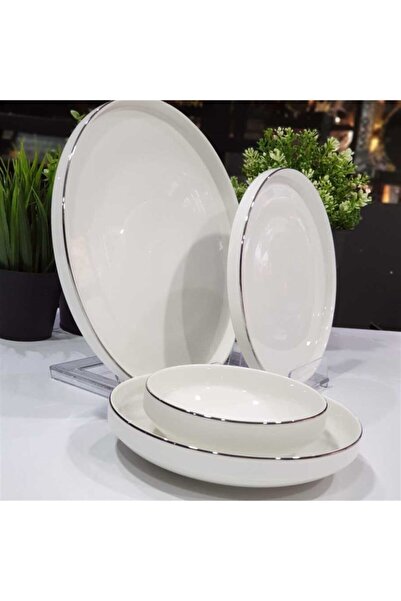 Onedekor Modern Platin 12 Kişilik 48 Parça Yemek Takımı