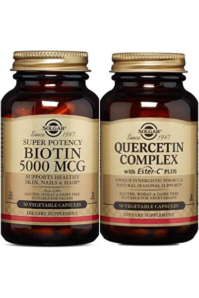 Solgar Biotin 5000 Mcg 50 Capsules + Quercetin Complex with Ester-c Plus 50 Tablets