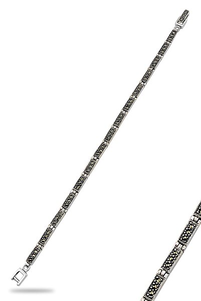 Aykat Markazit Taşlı Kadın Tek Sıra Taşlı Gümüş Bileklik 925 Ayar Blk-176