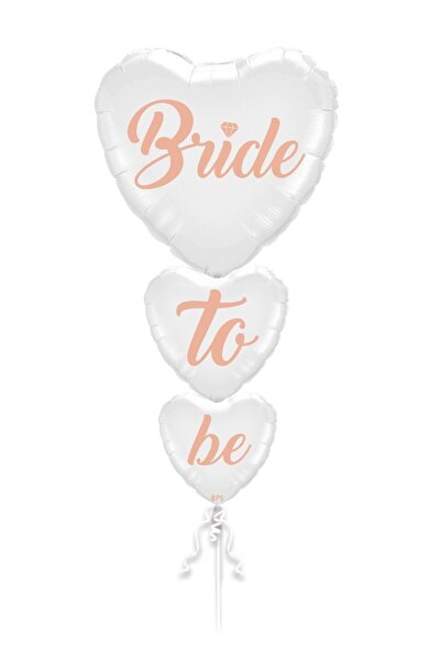 Huzur Party Store Bride To Be 3'lü Folyo Balon Seti Beyaz Üstüne Rose Gold Re...