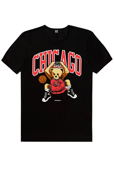 ROCKANDROLL Ανδρικό μπλουζάκι μαύρο Chicago Basket, White Baller, Black Pro Dunk 3 Pack Eco Pack