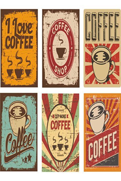 Hayat Poster Σετ αφίσας Mini Retro Wood 6 τεμαχίων σε χρώμα καφέ - Εκτύπωση UV