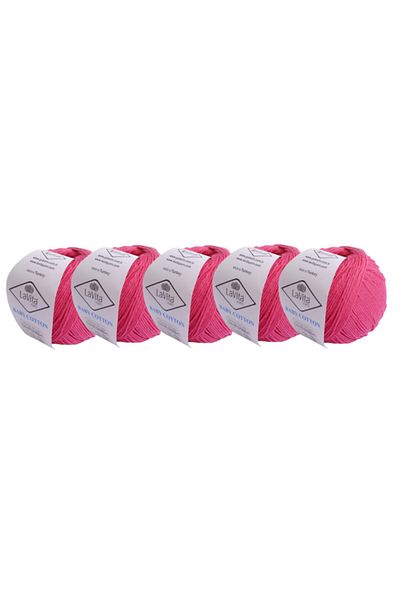 LaVita Yarn Βρεφικό Βαμβάκι 50 gr Amigurumi, Punch, Πλεκτό Σχοινί Χεριού 5 Συσκευασία Taka Yarn (CANDY PINK-4017)
