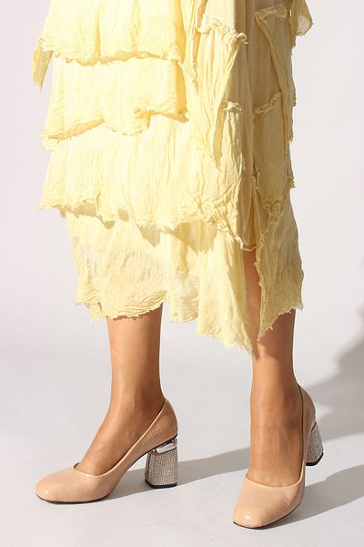 ROVIGO Beige Patent Leather Crocodile Women's Classic Shoes