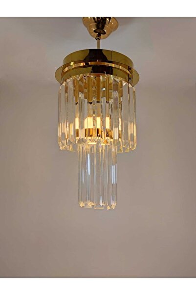 gaziantepavize Pandora Kristal Taşlı Gold Avize Tekli İki Katlı Avize