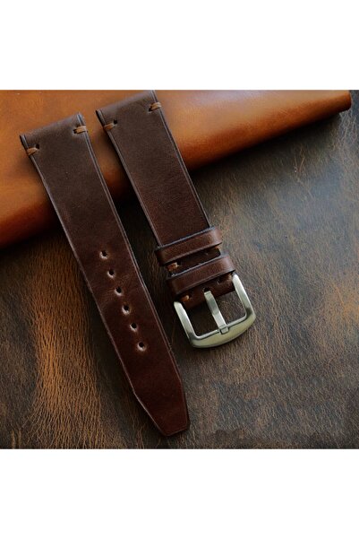 Ventum حبل جلدي مصنوع يدويًا بخياطة بسيطة باللون البني مقاس 24 مم