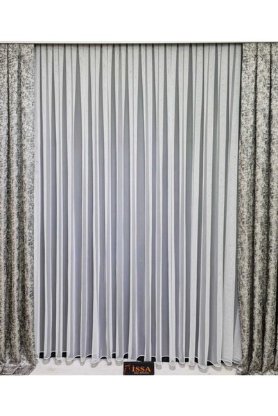 ISSA PERDE Crown Plain Tulle Curtain Grek Leaded, Tight Pile1/3