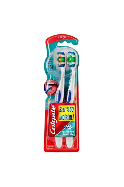 Colgate 360 Komple Ağız Temizliği Yumuşak Diş Fırçası 1+1