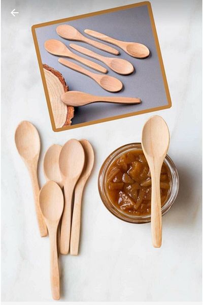 Kitchen Pembelia 6 ملاعق توابل خشبية فاخرة 12 سم