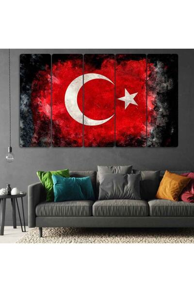 EVLOYA Türk Bayrağı - 5 Parçalı Tablo