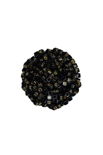 Prestij Boncuk Aren crne perle sa žutim pozlatljenim slovima 50 grama