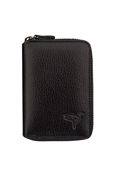 Garbalia Chain Genuine Leather Black Unisex Card Holder & Money Portfolio