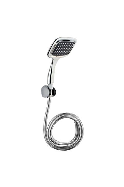 AKCAKESE Siyah Kare Banyo Duş Seti Hortum Mafsal Ve Başlık Set