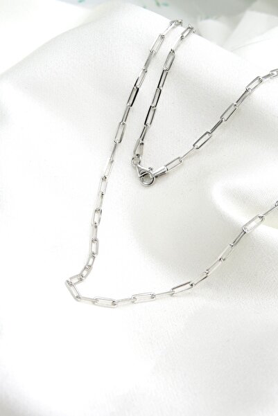 Genel Markalar 925 Ayar Gümüş Rodyum Kaplama Ince Ataç Zincir