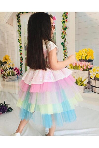 Mixie Κοριτσίστικο φόρεμα με πολύχρωμες παγιέτες μονόκερος