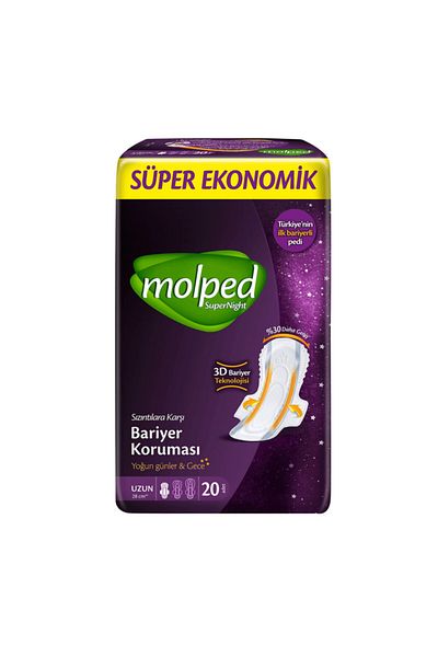 Molped Supernight Sanitary Pads - Long Economic Set of 20