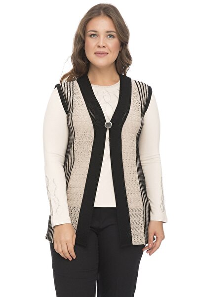 Uludağ Triko Γυναικείο γιλέκο με πτυσσόμενο γιακά από βιζόν