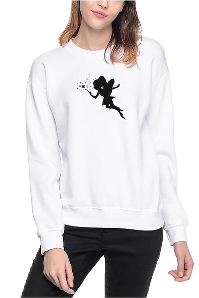 QIVI Γυναικεία πλεκτή φούτερ με στάμπα Fairy White Silhouette