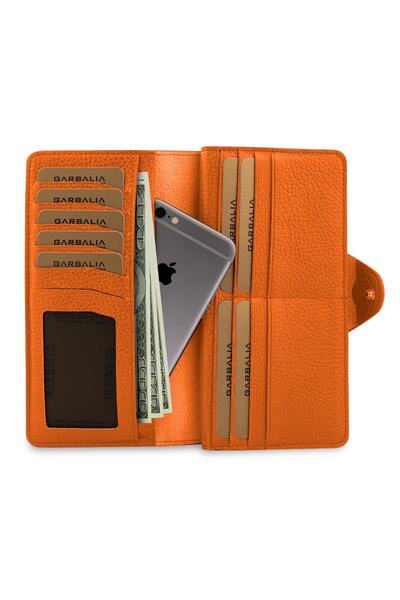 Garbalia Martha Unisex Orange Genuine Leather Portfolio Wallet