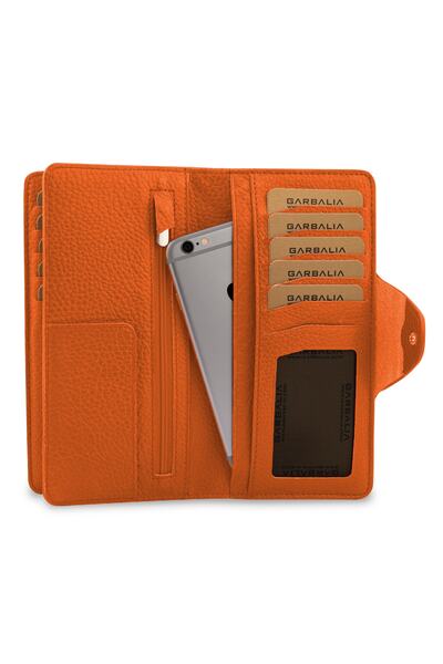 Garbalia Martha Unisex Orange Genuine Leather Portfolio Wallet