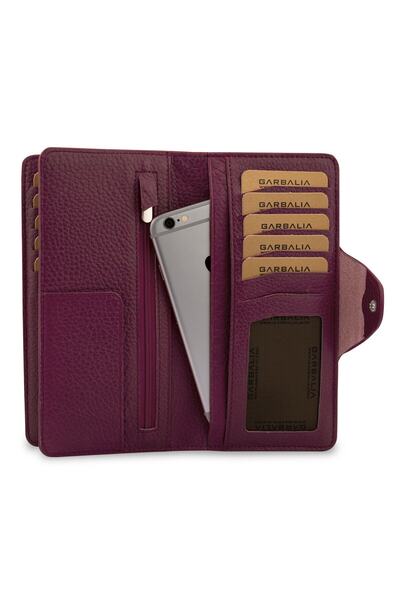 Garbalia Unisex Plum Genuine Leather Portfolio Wallet Martha