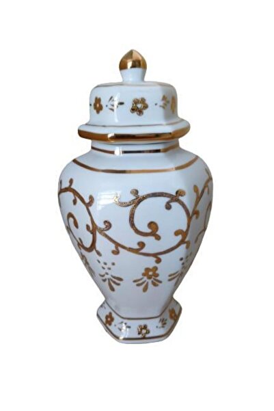 Kütahya Porselen Sır Küpü 22 Cm Vazo B.altın Renk