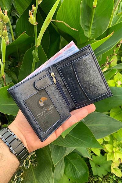 Dodo4men Πορτοφόλι από γνήσιο δέρμα Navy Blue με θήκη για κέρματα (11,5cm X 9cm)
