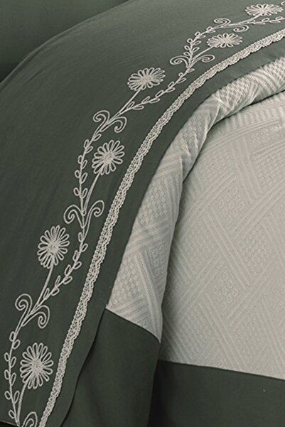 ÖDEL HOME Bordered Thread Embroidered Single Person Pike