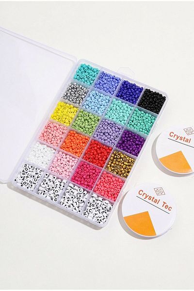 yiğit aksesuar Sand Bead, Letter Bead and Fimo Figured Bead Jewelry Making Set 26 Pieces