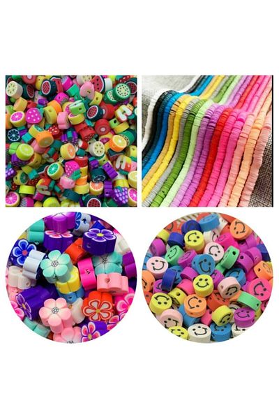 yiğit aksesuar Jewelry Supplies Fimo Beads and Fimo Figure Beads Set 77 Pieces