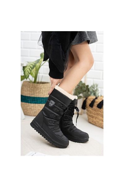 Twingo Γυναικείες μπότες χιονιού 995 Winter Thermal Black με γούνα στο εσωτερικό