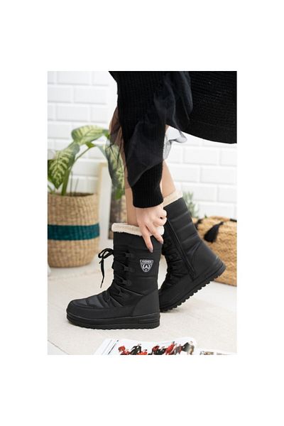 Twingo Γυναικείες μπότες χιονιού 995 Winter Thermal Black με γούνα στο εσωτερικό