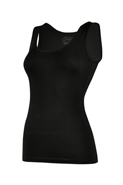 YILDIZ Tricou negru din bambus pentru femei cu bretele groase material elastic 3 bucăți Poky