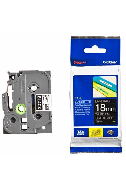 Brother 18mm 8m Tze-345 Siyah Beyaz Orjinal Şerit