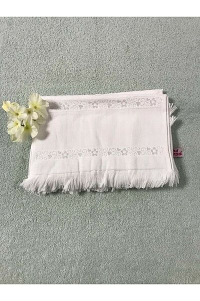 Nurpak Etamin Κεντητή 3 τεμαχίων Velvet Towel Cream 50*90