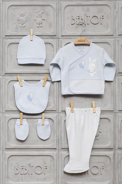 Bebitof Blue Unisex Baby Bodysuit Set of 5