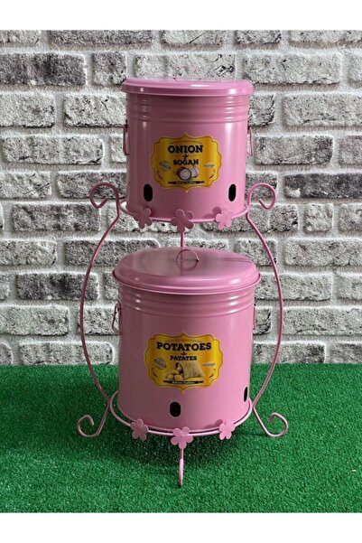 Feronyahome & Garden 2'li Standlı Pembe Patates Soğan Kovası