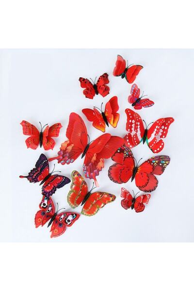 Aksh Çift Kanatlı Kelebek Özel Kelebekler Yeni Model 3d Duvar ve Buzdolabı Süsü