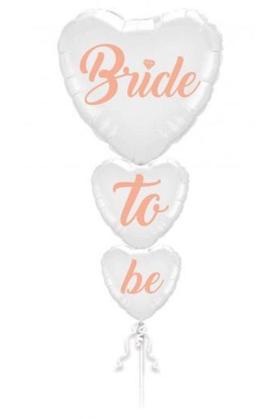kidspartim Bride To Be Written White Heart Foil Balloon 3-Piece