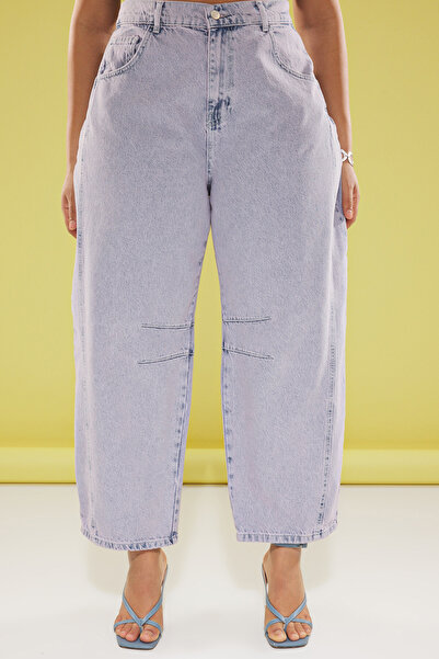 Trendyol Curve Světle modré džíny Bagyy Fit Plus Size s vysokým pasem Tbbss25Cj00000