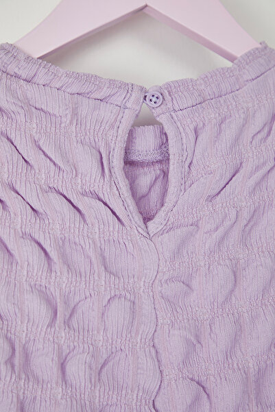 TRENDYOLKIDS Lila mini texturált kötött ruha TKDSS25EL00013