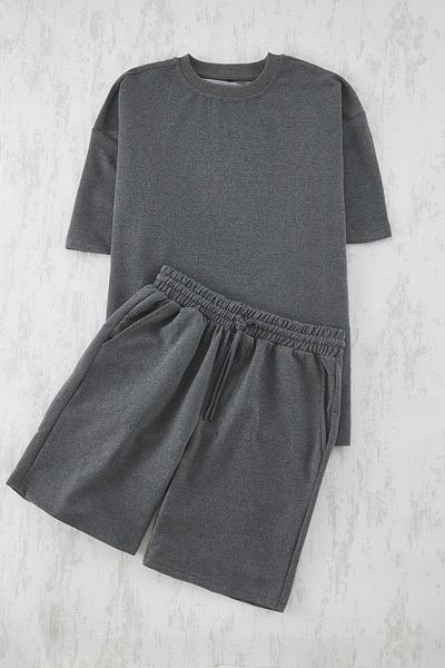 Edit by Trendyol Anthracite Σετ μπλουζάκι/Σορτς/Φούτερ 3 τεμαχίων Oversize
