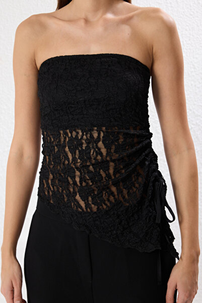 Trendyol Collection Black Strapless Lace Knitted Stylish Blouse Tprss25Bz00033