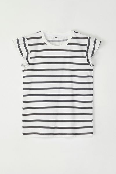 TRENDYOLKIDS Fekete-Ecru 2 csomagos lányok fodros kötött póló TKDSS25TS00011