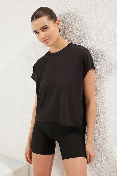 Trendyol Collection Black Micro Fabric Regular Fit Sports Knitted T-Shirt Thmss25Ts00001